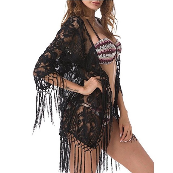 Gypsy Lace Boho Kimono Black - Picture 3 of 6